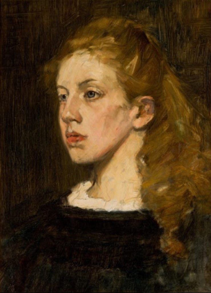 'Portret van een jonge vrouw' - olieverf op doek: Kees Spoor