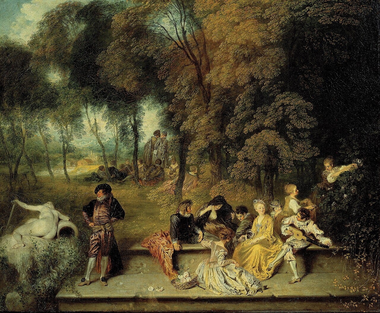Fete galante scene by Watteau Fete galante scene by Watteau
