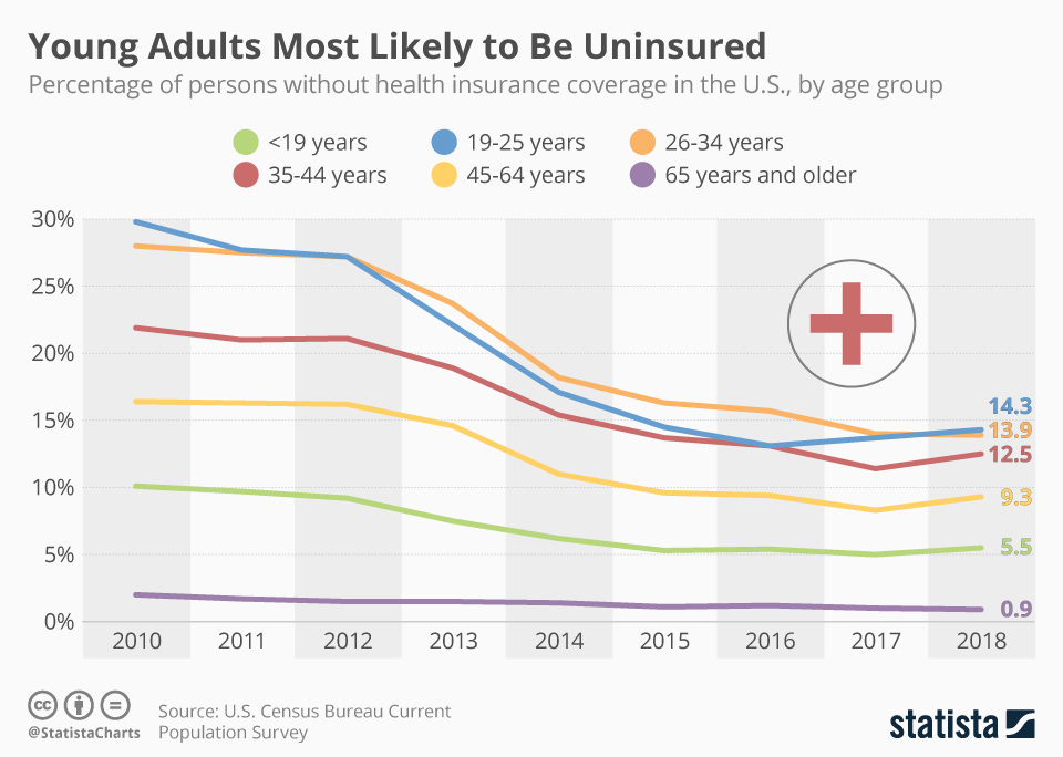 Infographic: Young Americans Most Likely to Lack Healthcare Coverage | Statista Infographic: Young Americans Most Likely to Lack Healthcare Coverage | Statista