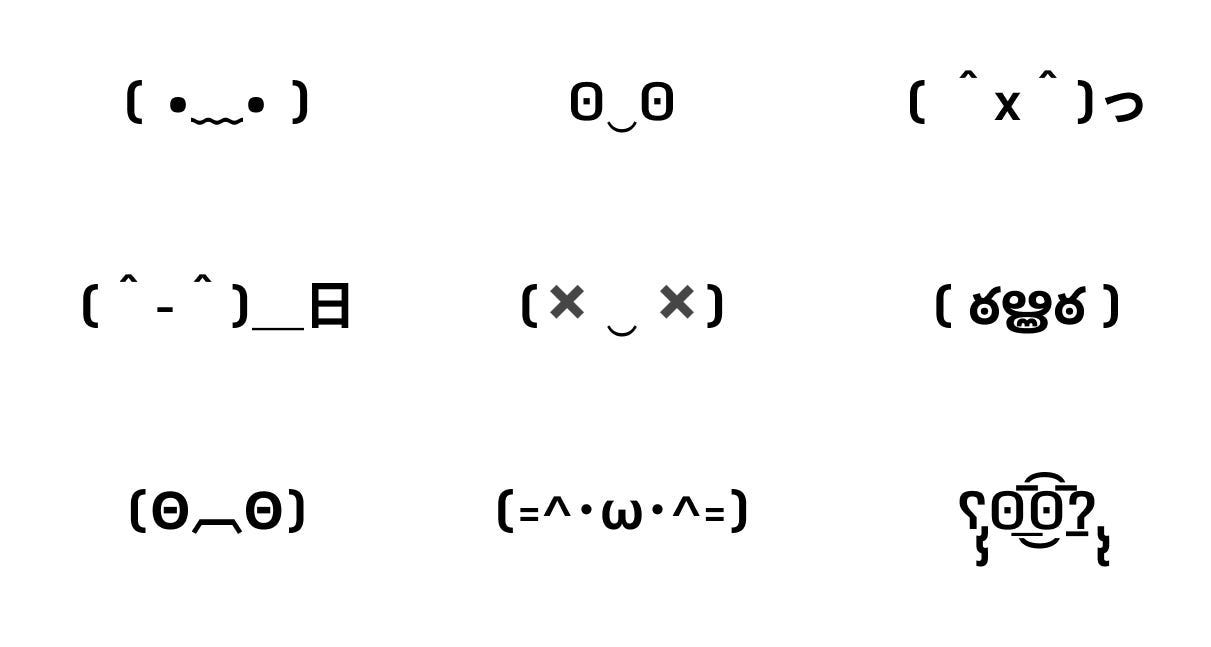 Examples of Kaomoji