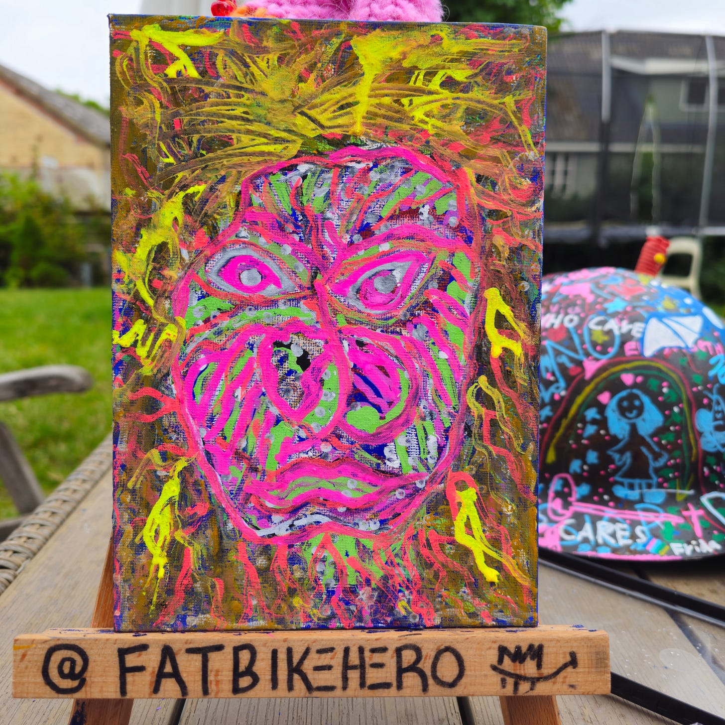 Neon abstract portrait with distorted facial structure and layered colors Neon abstract portrait with distorted facial structure and layered colors