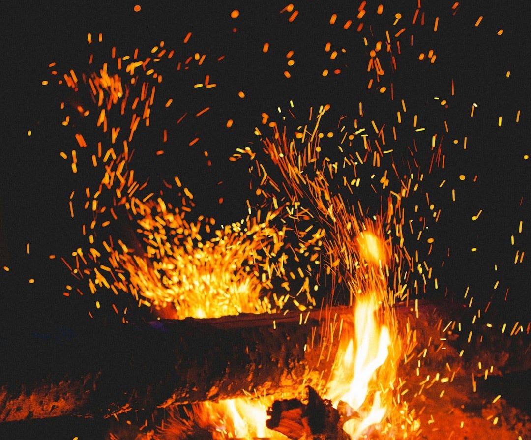 fire on bonfire during night time