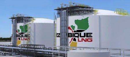 Deux cuves de Gaz Naturel Liquéfié au Mozambique