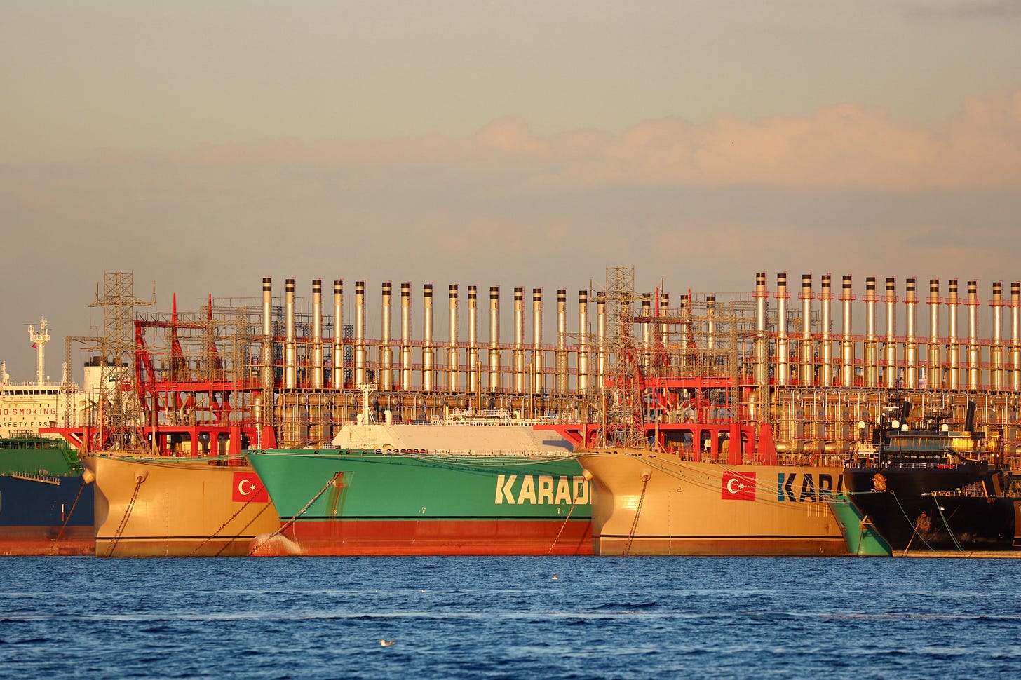 Karpowerships are pictured at Altinova port in the Gulf of Izmit