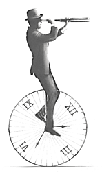 A person riding a clock

Description automatically generated with medium confidence