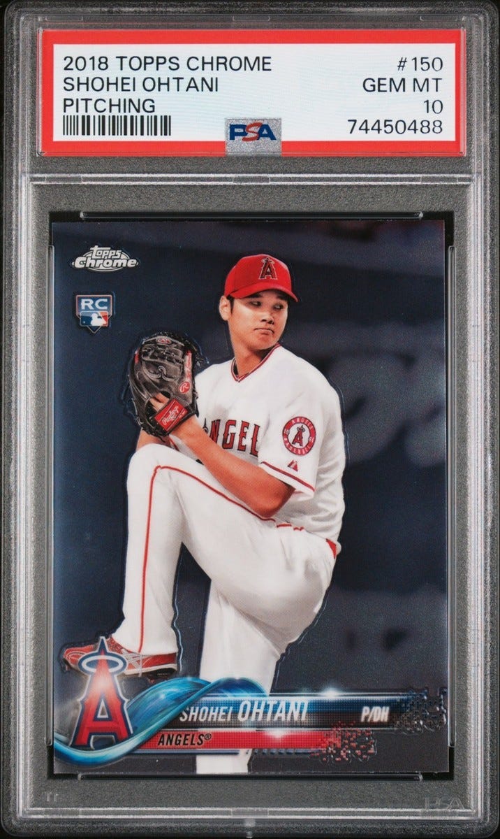 2018 TOPPS CHROME #150 SHOHEI OHTANI PITCHING ROOKIE RC PSA 10 GEM MINT 2018 TOPPS CHROME #150 SHOHEI OHTANI PITCHING ROOKIE RC PSA 10 GEM MINT