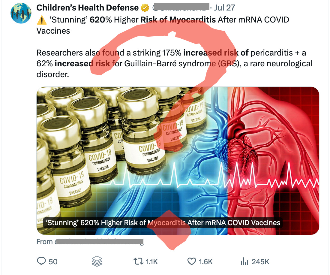 The study wasn’t about myocarditis, which was used as a positive control, and so doesn’t say anything about the risk of myocarditis after getting vaccinated.