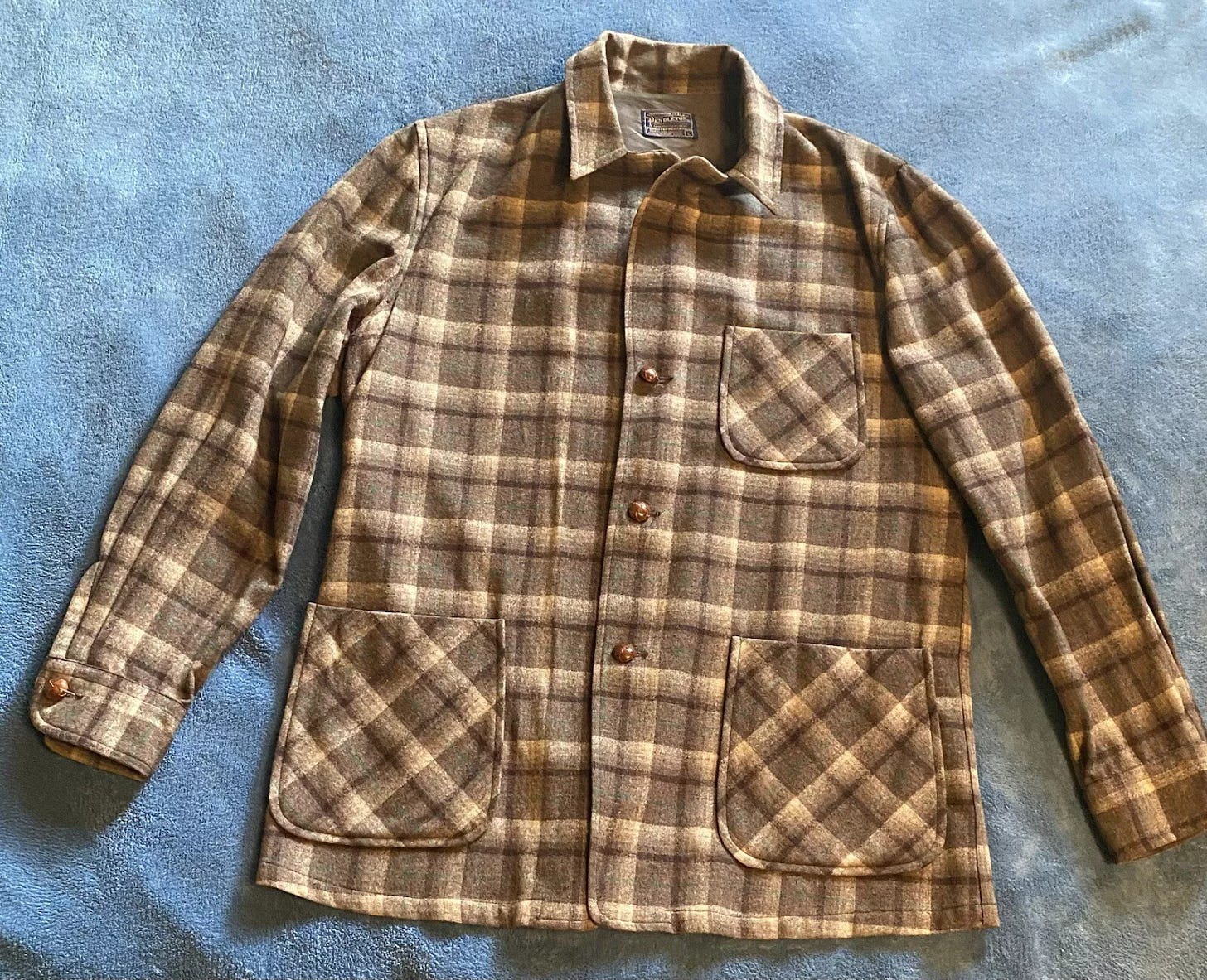 Vintage 60’s Pendleton Wool Blazer Jacket Made In USA  Sz L (24.5in W X 31in L) - Picture 1 of 24