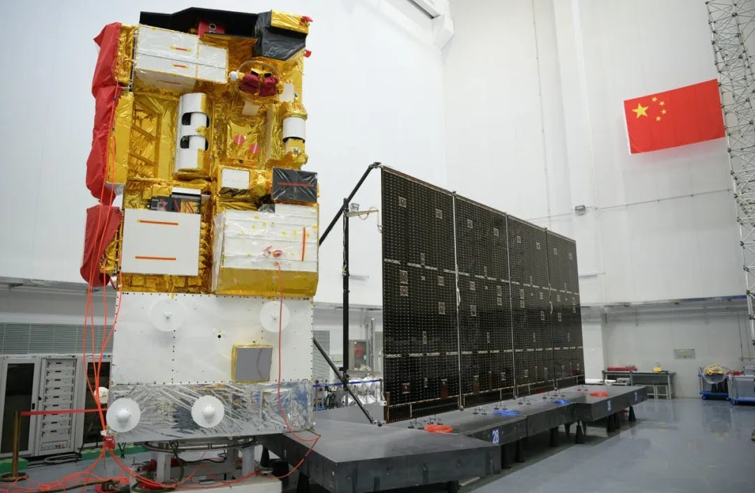 The Fengyun-3H having its solar panel tested ahead of being placed onto the Long March 4C’s payload adapter and fairing encapsulation. The Fengyun-3H having its solar panel tested ahead of being placed onto the Long March 4C’s payload adapter and fairing encapsulation.