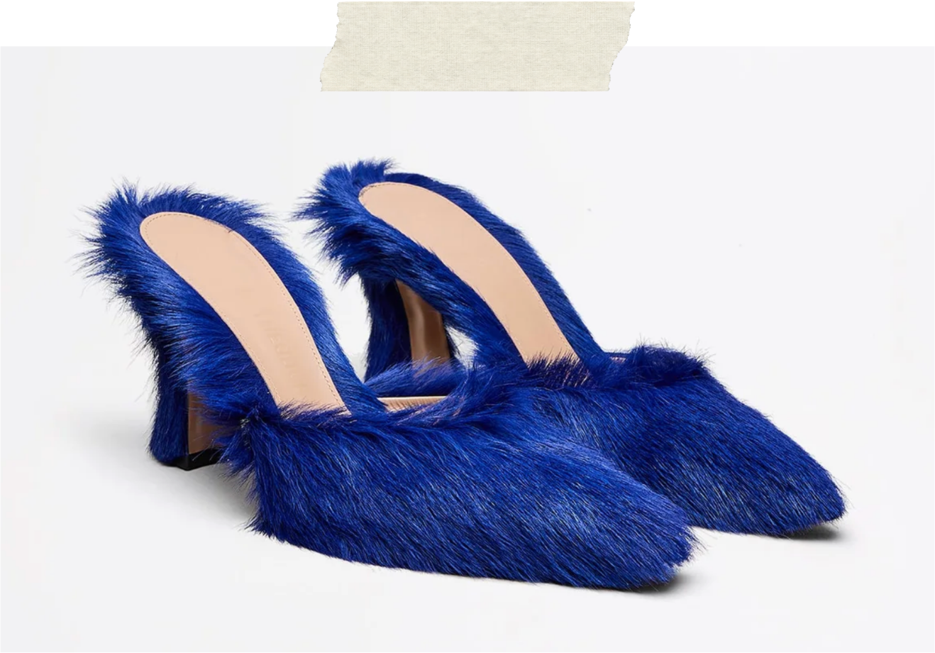 furry blue heels