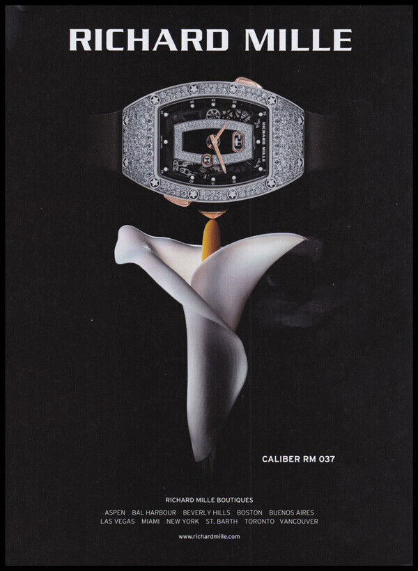 Richard Mille watch print ad 2020 watch resting on flower