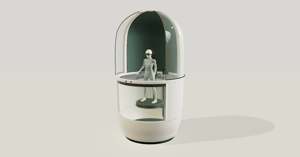 A ceramic Latchpod with a transparent immersion chamber and integrated headset A ceramic Latchpod with a transparent immersion chamber and integrated headset