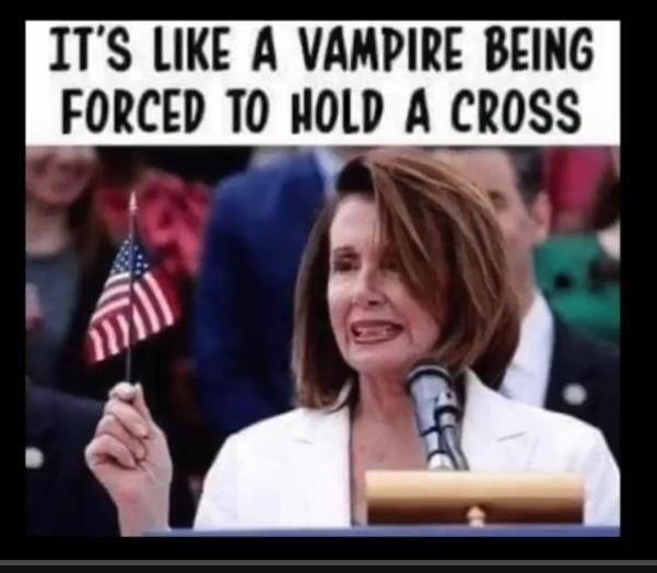 r/ConservativeMemes - A vampire being forced to hold a cross