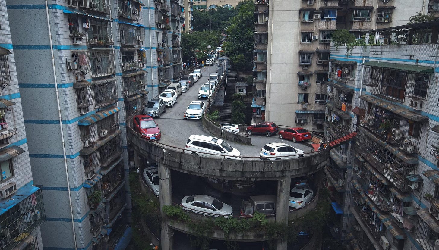 A spiral parking lot somewhere in Chongqing, China : r/UrbanHell