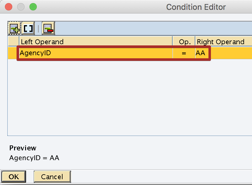 Condition Editor with Context Object Condition Editor with Context Object