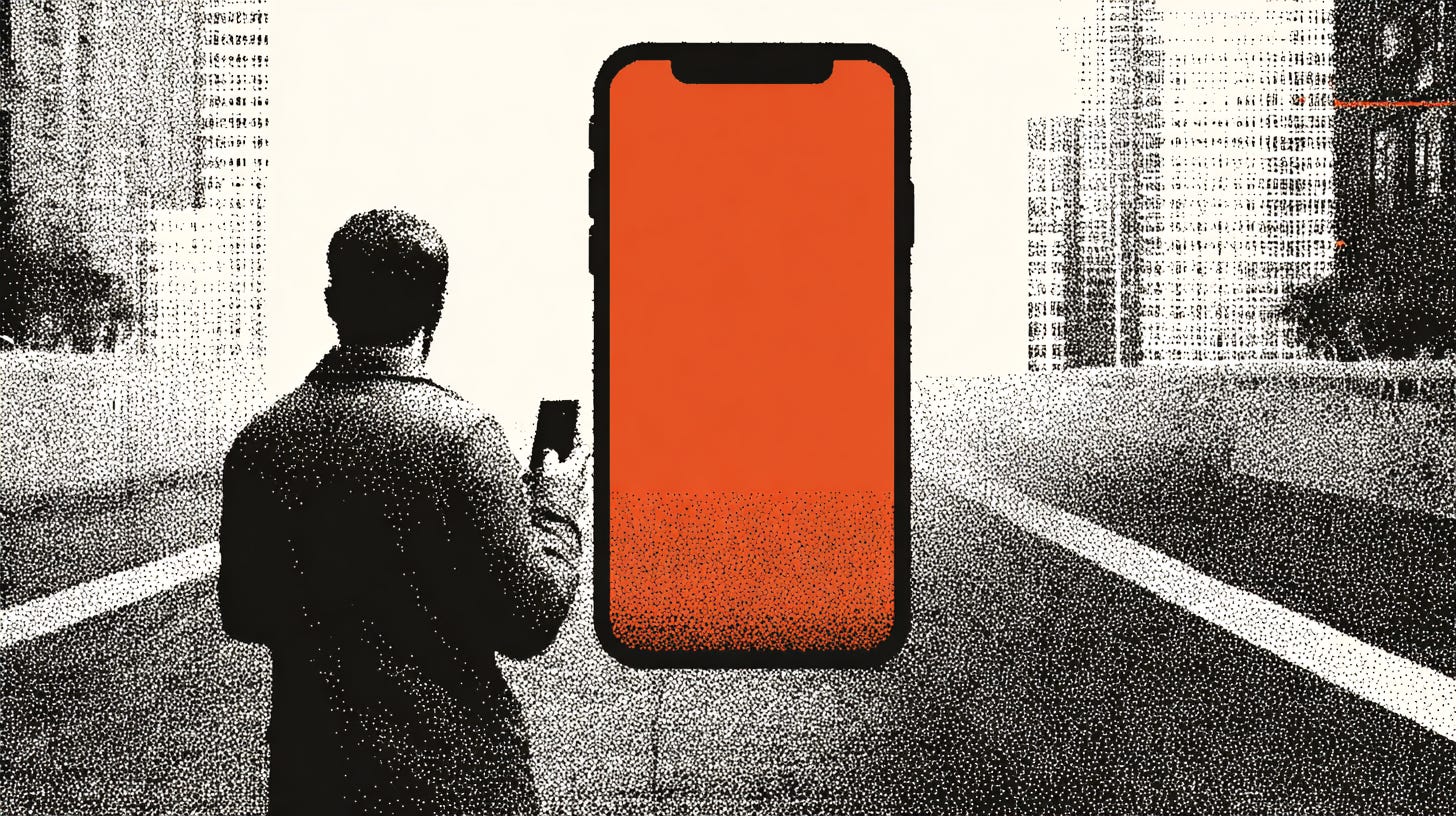 Man with phone on street Man with phone on street