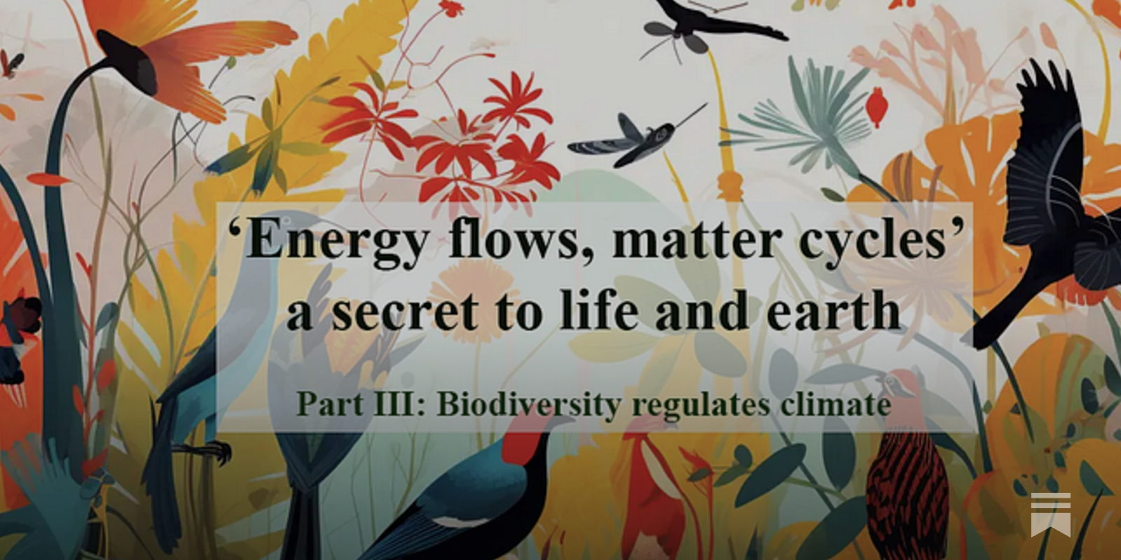 Energy flows and matter cycles' ; a secret to life and earth, image size:1600x800