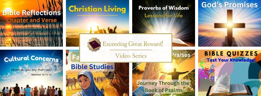 Collage of cover art for the Exceeding Great Reward! | Video Series