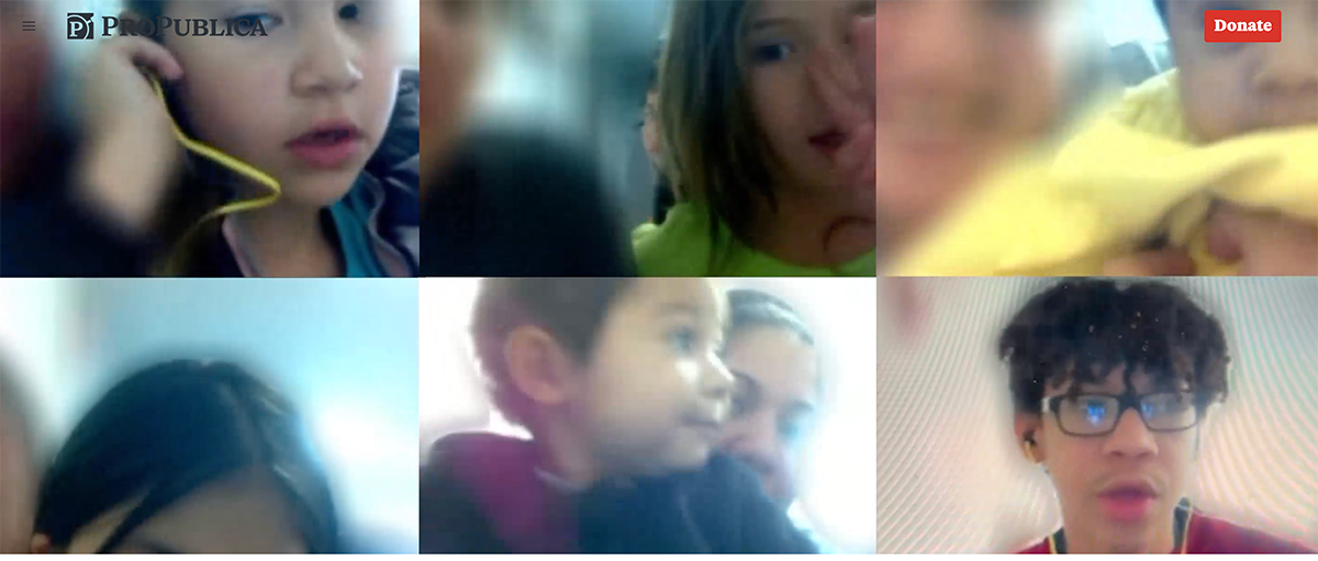 Screenshot of ProPublica cover image of captive children interviewed by ProPublica