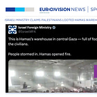 Israeli foreign ministry claims Palestinians looted Hamas warehouse hoarding food