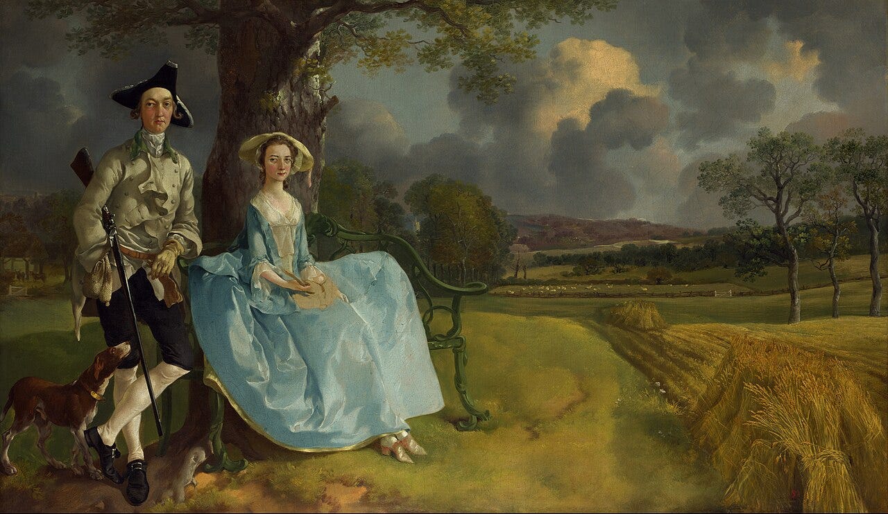 Gainsborough's double portrait of a newly married couple before their own farmland Gainsborough's double portrait of a newly married couple before their own farmland