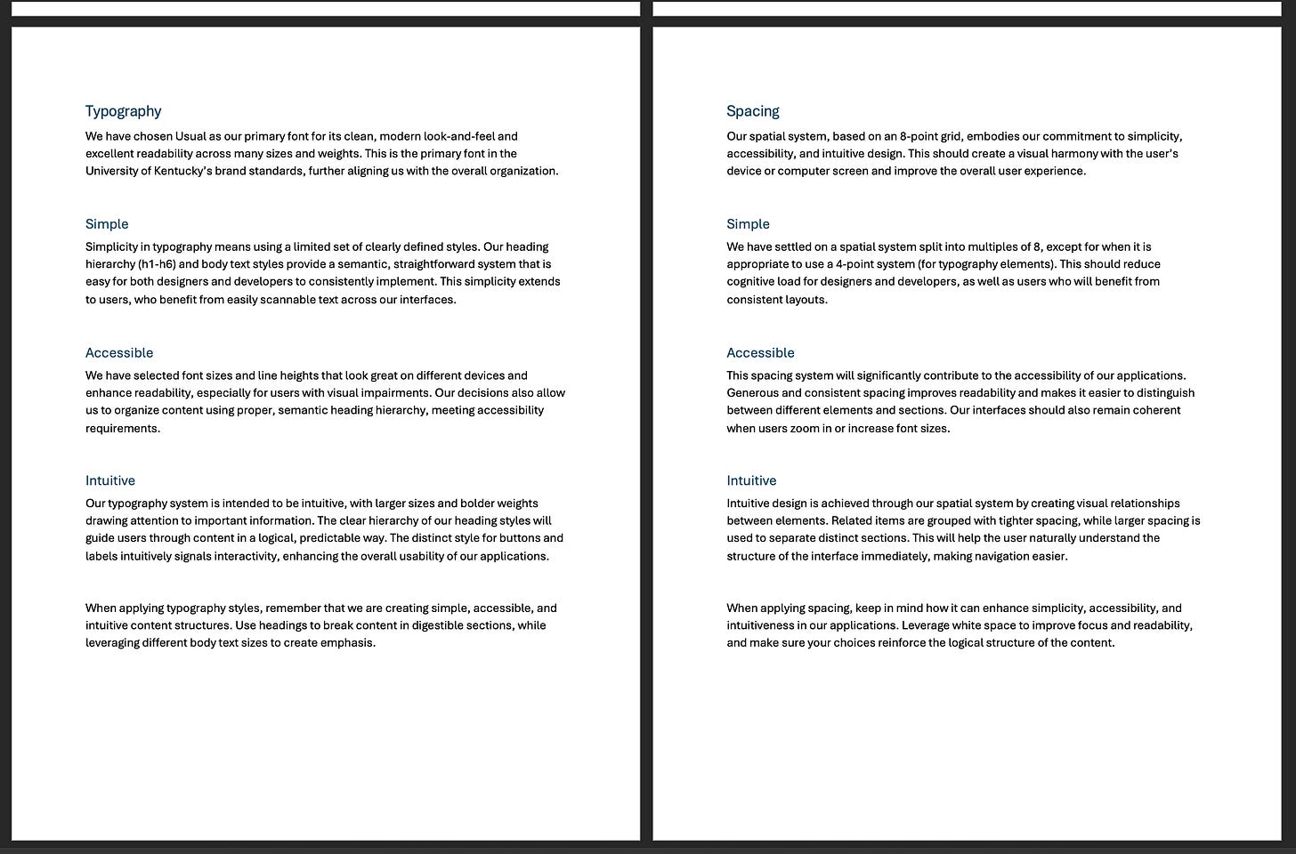 A screenshot of a document outlining design foundations