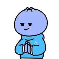 a cartoon character wearing a blue hoodie with a triangle on it
