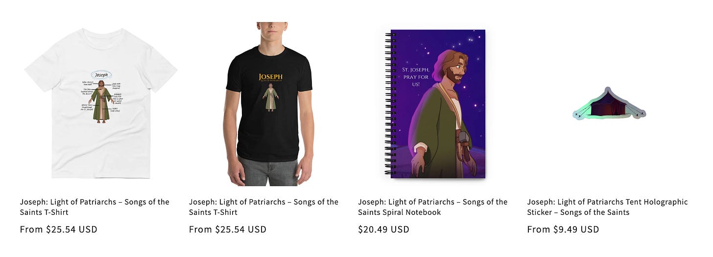 Saint Joseph merch for purchase.