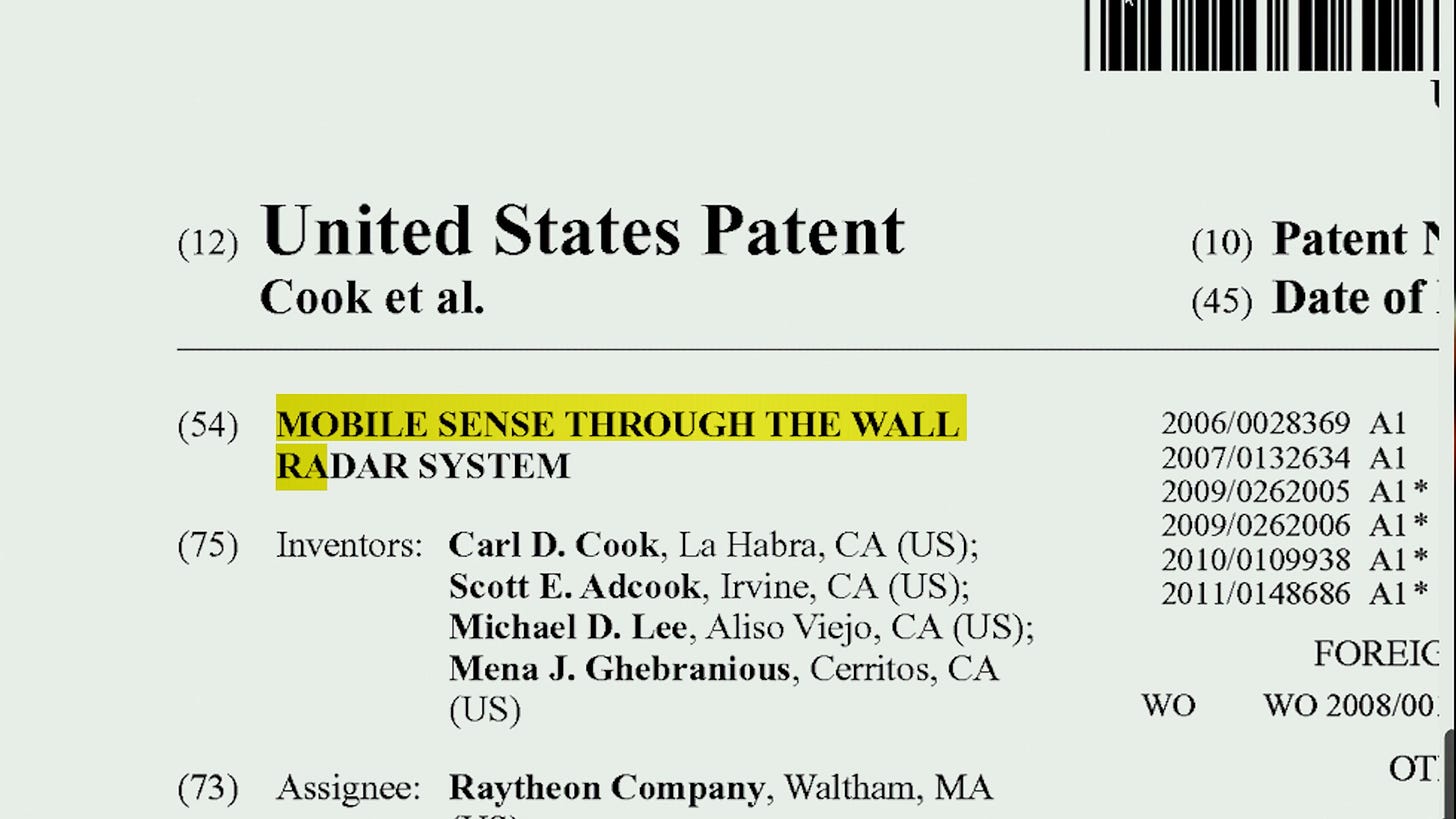 A U.S. patent page titled Mobile Sense Through the Wall Radar System. A U.S. patent page titled Mobile Sense Through the Wall Radar System.