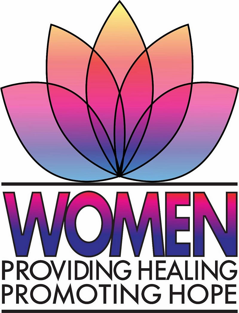 Flower: Below it: “Women providing healing and promoting hope”