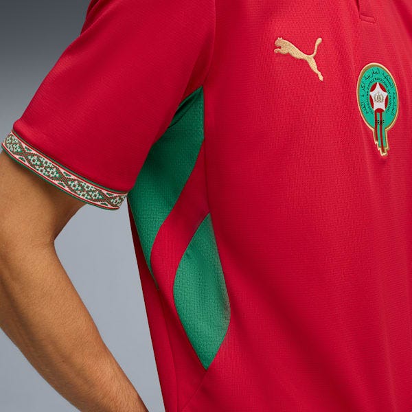 Morocco Home Men's Soccer Jersey, Fast Red-Victory Gold, extralarge