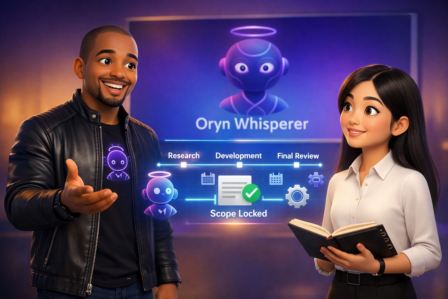 Oryn Whisperer AI proposal tool interface from Gamal Jastram of Purple Cove Labs, listed in vibecoding.builders and featured in Build to Launch Friday at buildtolaunch.ai - how domain experts build AI-powered consulting tools with AI collaboration and systems thinking.