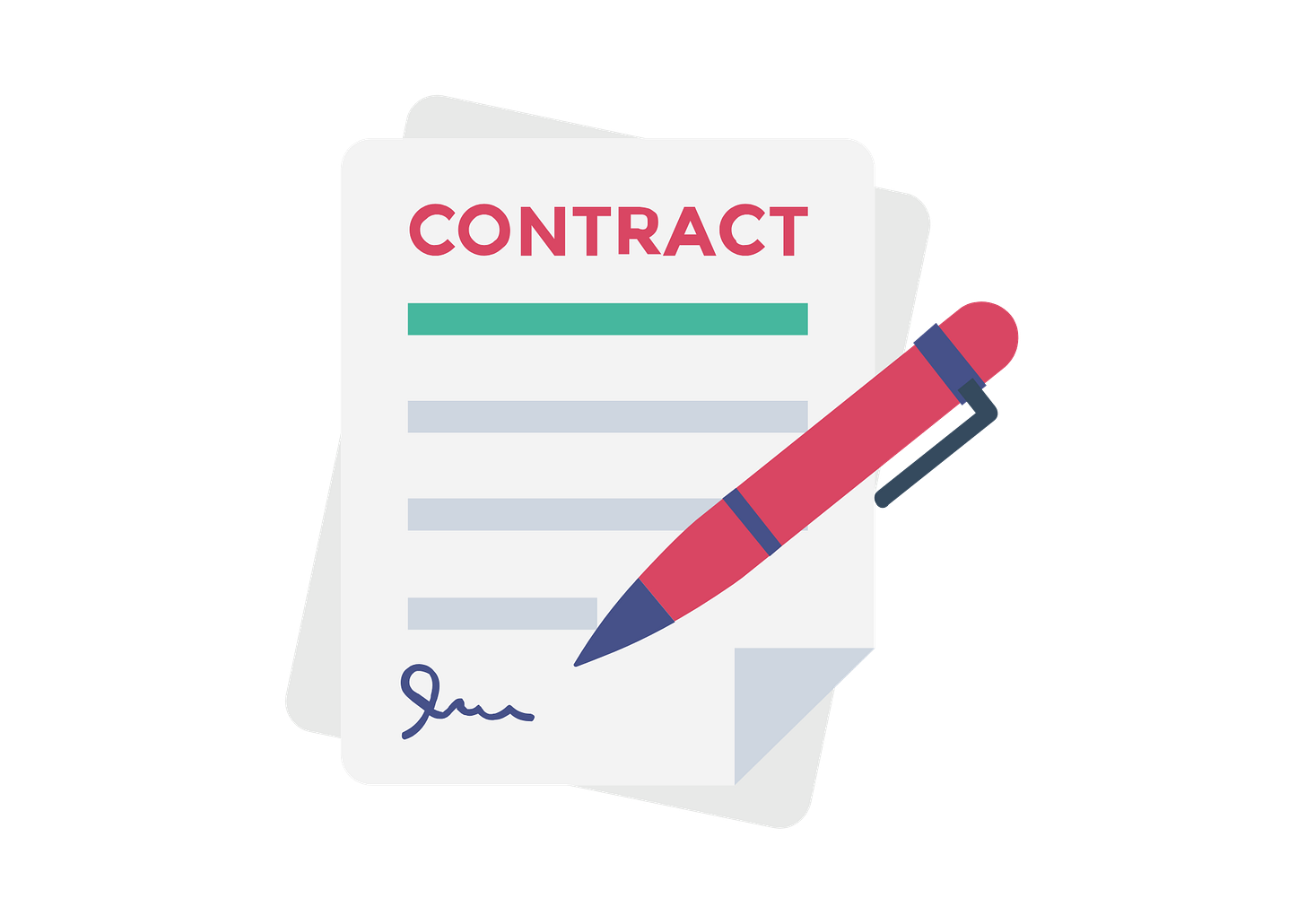 Stock graphic of a contract paper and a red pen