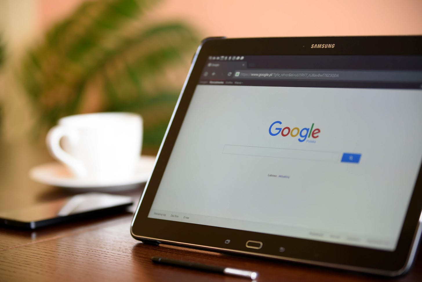 Tablet with Google search open