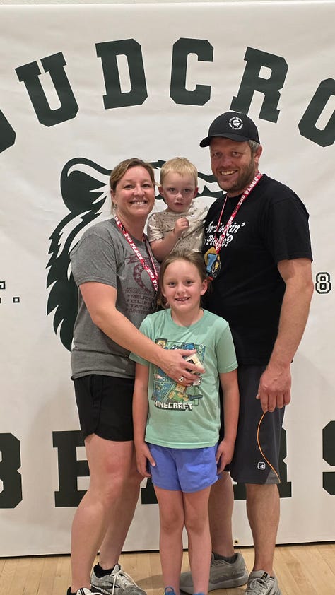 pickleball players pose and smile in Cloudcroft, New Mexico
