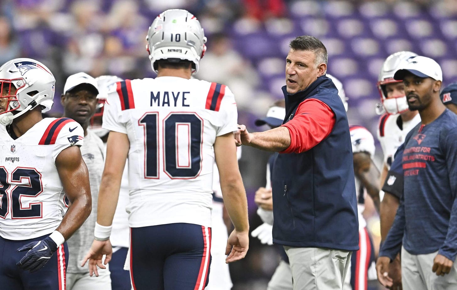What we learned from Patriots coach Mike Vrabel and QB Drake Maye on 'Scoop  City' - The Athletic