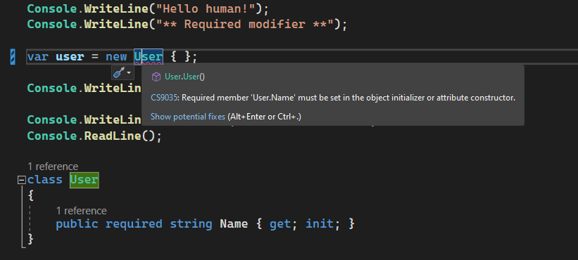 C# 11, error de compilación propiedad ‘Name’ no inicializada C# 11, error de compilación propiedad ‘Name’ no inicializada