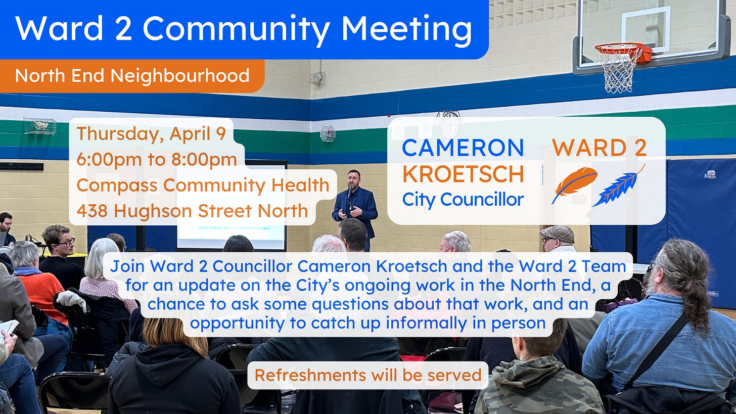 Ward 2 Community Meeting - North End Neighbourhood - Thursday, April 9 - Compass Community Health - 438 Hughson Street North - 6:00pm Ward 2 Community Meeting - North End Neighbourhood - Thursday, April 9 - Compass Community Health - 438 Hughson Street North - 6:00pm