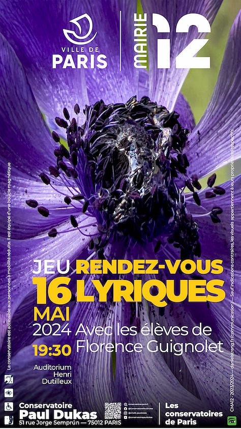 Évènements Musicaux organisés par le conservatoire entre le 15 mai et le 15 juin 2024