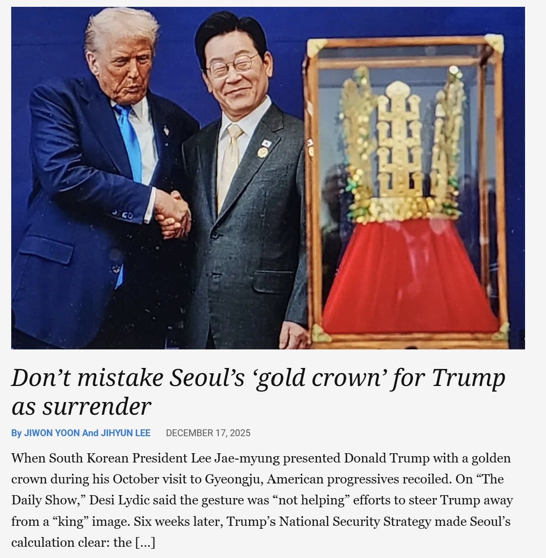 Trump Rewrites Korea Security