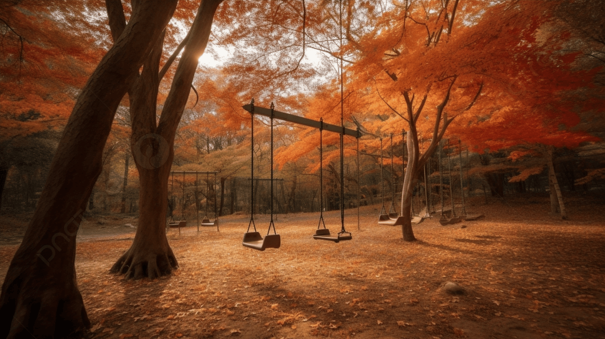 Outdoor Swings In The Forest With Autumn Trees Background, Autumn Park And Swinging  Swings, Hd Photography Photo, Atmosphere Background Image And Wallpaper for  Free Download