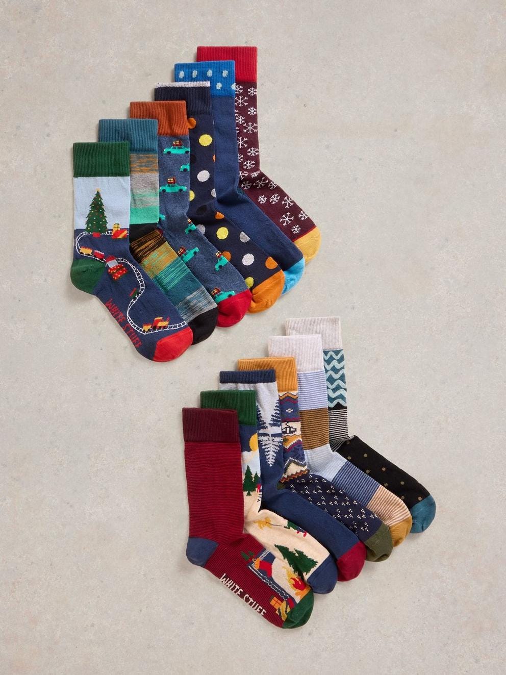 12 Days Mens Sock Advent in NAVY MULTI - FLAT FRONT