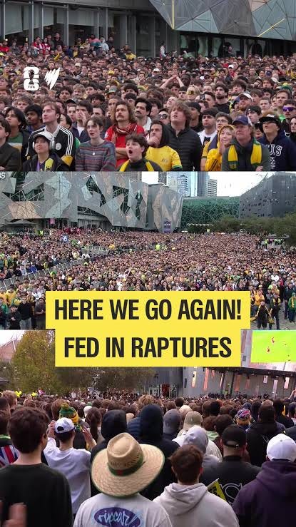 Fed Square pandemonium after World Cup goal — Melbourne erupts Fed Square pandemonium after World Cup goal — Melbourne erupts