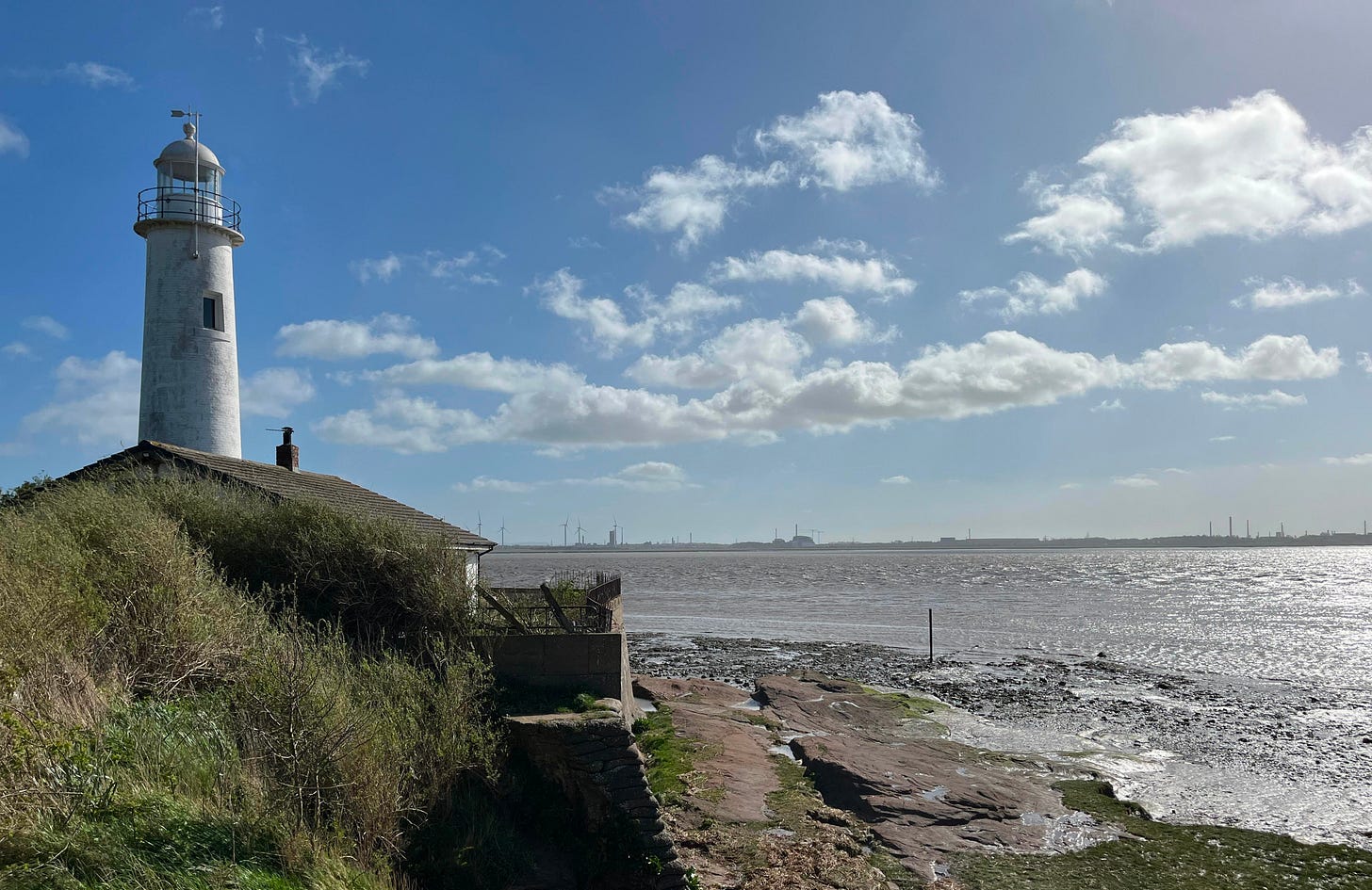 Lighthouse and the river Mersey