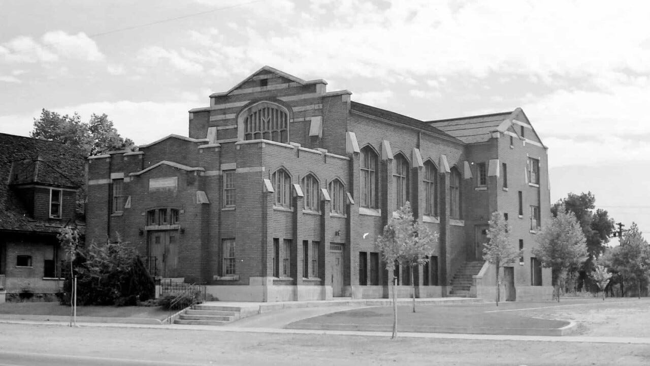 Black and white photo of the 5th Ward meetinghouse Black and white photo of the 5th Ward meetinghouse