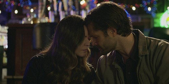 Walker Cordell and Geri touching foreheads before big kiss scene 109. Walker Cordell and Geri touching foreheads before big kiss scene 109.