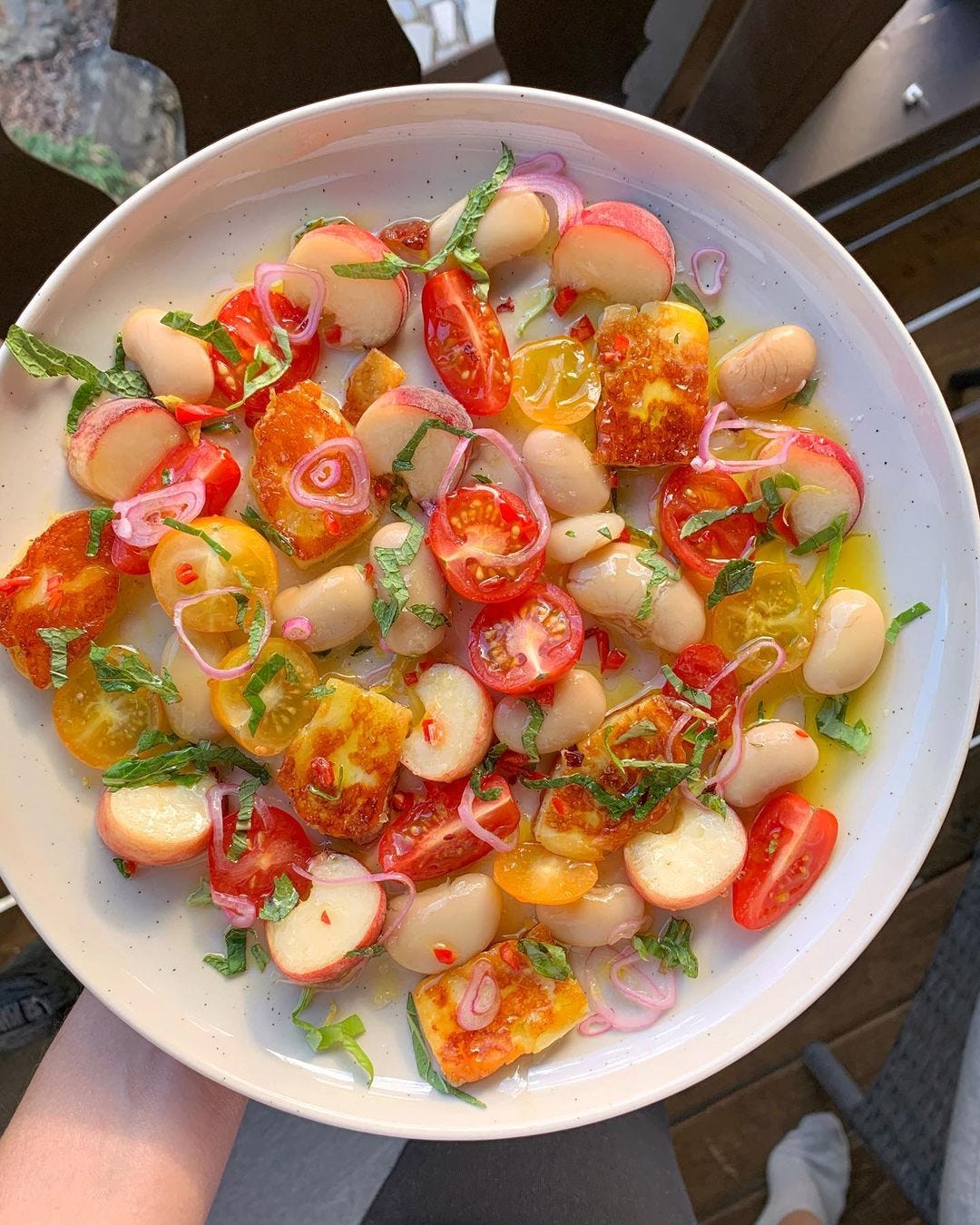 halloumi peach plate 🍑