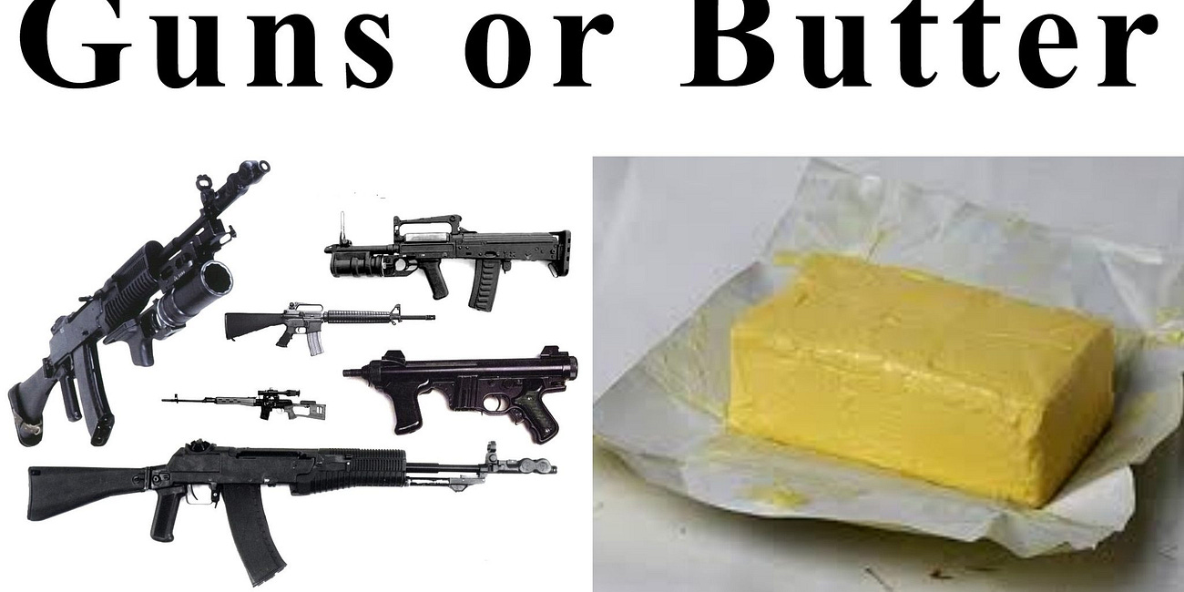 What happened to Guns or Butter? Remember when the Democrats were Butter-men? Or pretended to be.