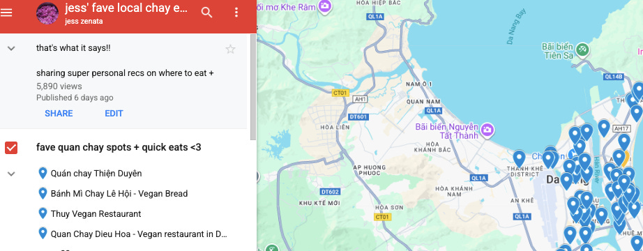 a map of veggie eats