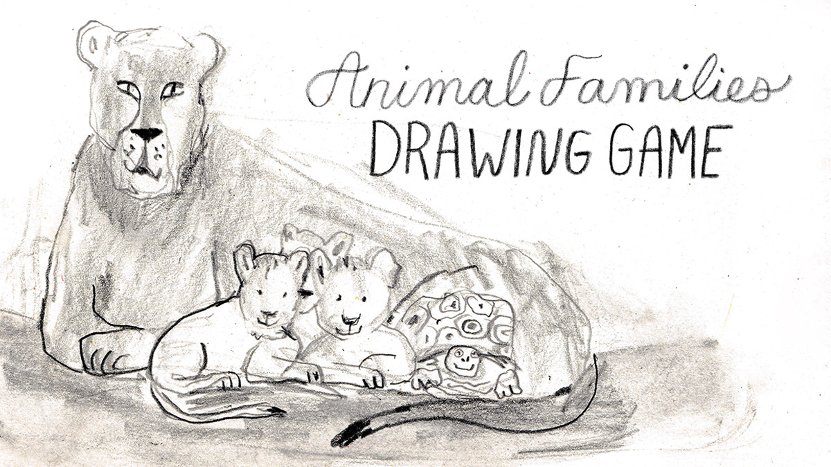 Animal families drawing game